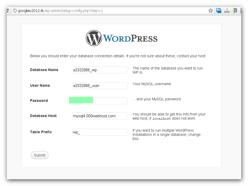 000webhost Wordpress Login