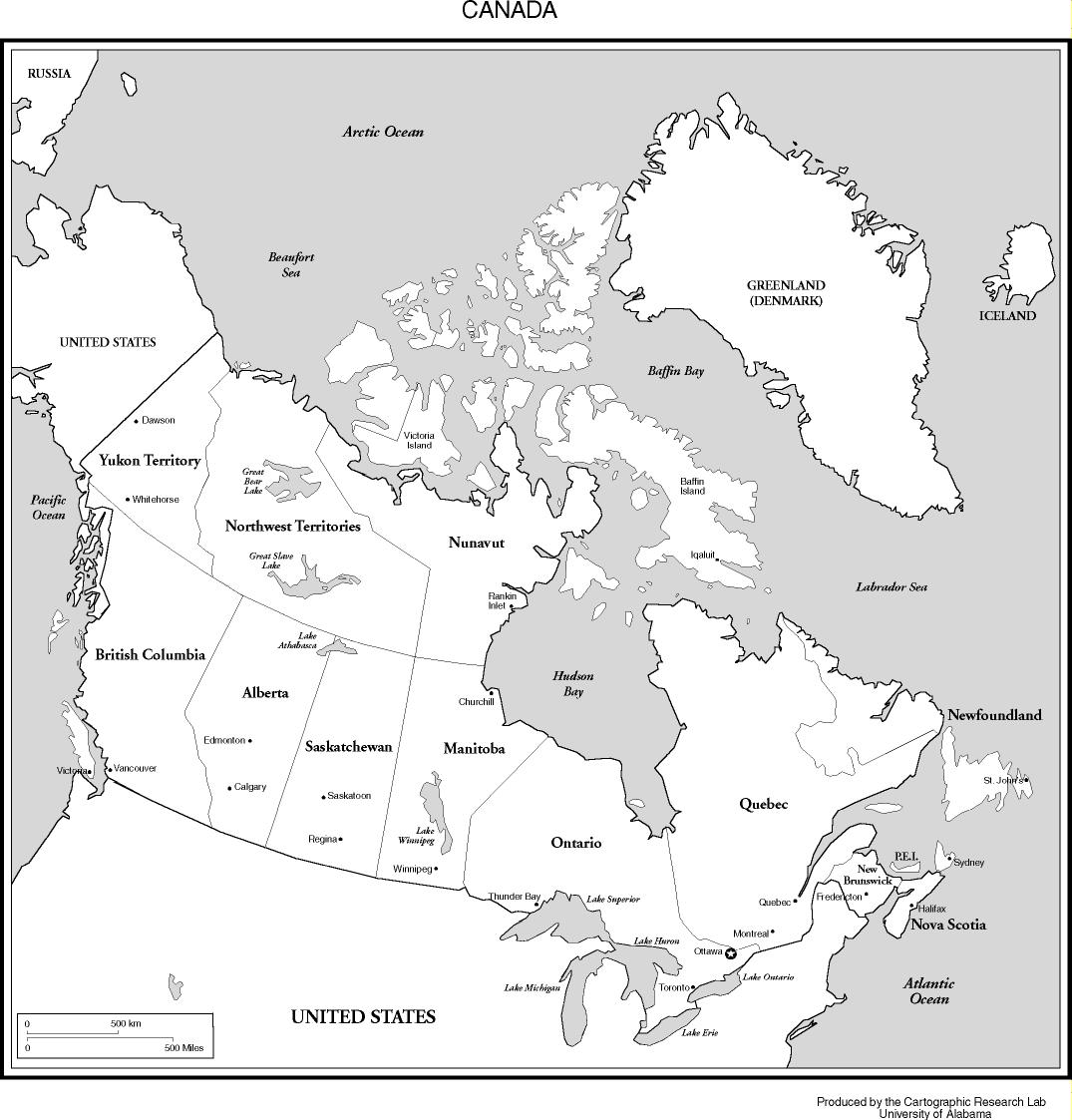 Blank Canada Map With Provinces And Capitals