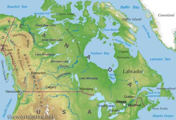 Canada Map With Cities And Capitals